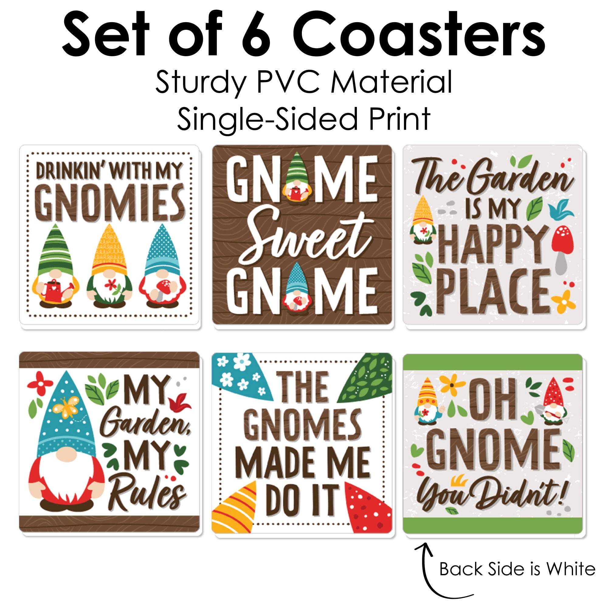 Big Dot of Happiness Garden Gnomes - Funny Forest Gnome Party Decorations -  Drink Coasters - Set of 6 - Walmart.com