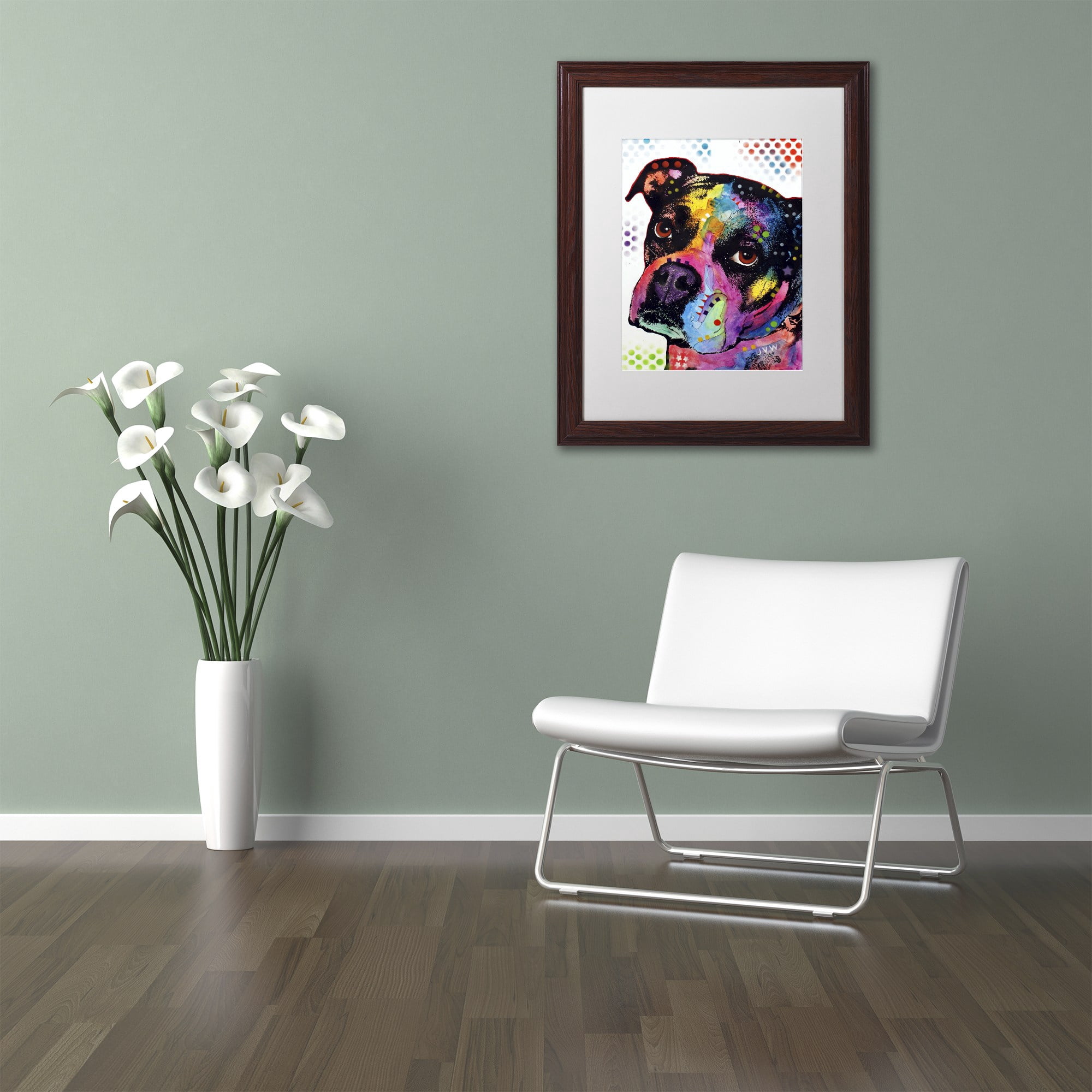 Trademark Fine Art "Young Boxer" Canvas Art by Dean Russo, White Matte, Wood Frame