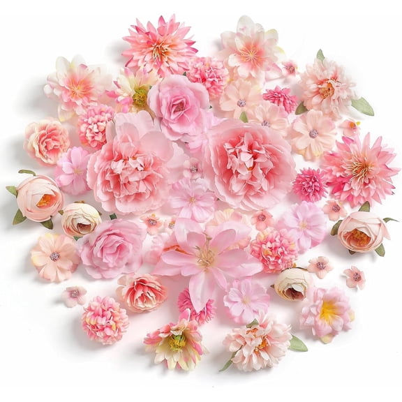Artificial Flower Heads Combo, Pink Fake Flowers Bulk for Craft Garland Graduation Cap Party