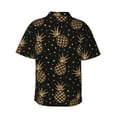 thumbnail image 3 of Balery Gold Glitter Pineapples Print Men's Hawaiian Shirts Short Sleeve Beach Shirt Relaxed Fit Vacation Button Down Shirts-Small, 3 of 9