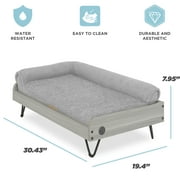 TailZzz Asher Wooden Pet Bed with Mattress | Small to Medium Pet Bed with Mattress | Elevated Pet Bed | Greenguard Gold Certified Wooden Pet Bed