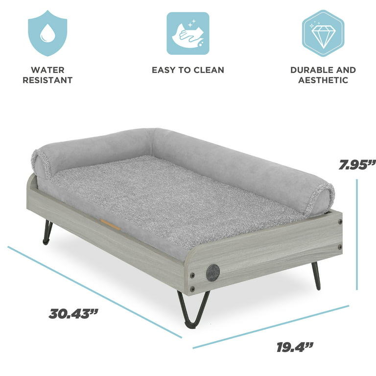 TailZzz Asher Wooden Pet Bed with Mattress | Small to Medium Pet Bed with  Mattress | Elevated Pet Bed | Greenguard Gold Certified Wooden Pet Bed