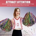 thumbnail image 4 of LINLIN Pack of 16 cheerleader pompoms, cheerleading pom poms with handles, hand flowers metal foil cheers ball, cheer poms, cheerleading pompoms for sports events, ball games, dances, carnival parties, 4 of 7