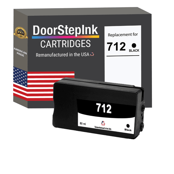 DoorStepInk 712 Black Ink Cartridge Compatible for HP 712 (3ED71A) 80-ml
