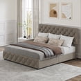 thumbnail image 3 of Upholstered Platform Bed Frame – Adjustable Headboard, 4 Storage Drawers, Diamond Button Tufted, Noise Reducing, Sturdy Linen Fabric – No Box Spring Needed, 3 of 7