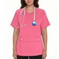 thumbnail image 2 of YOIAVAIOY Pink Women Solid Color Scrubs Short Sleeve V Neck Nursing Uniform Breathable Comfort Outfits with Kangaroo Pocket L, 2 of 5
