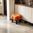 thumbnail image 6 of Gumesh Round Faux Leather Foot Rest for Couch, Under Desk Pouf Footstool Footrest with Non-Skid Rubber Legs for Ling Room, Bedroom, 13''L x 13''W x 9''H,Orange, 6 of 7