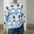 thumbnail image 1 of TIMIFIS Chandails de Noël pour Femmes Automne Manches Longues Bonhomme de Neige Sapin de Noël Imprimé Col Rond Chandail Décontracté Hiver Extensible, 1 of 3