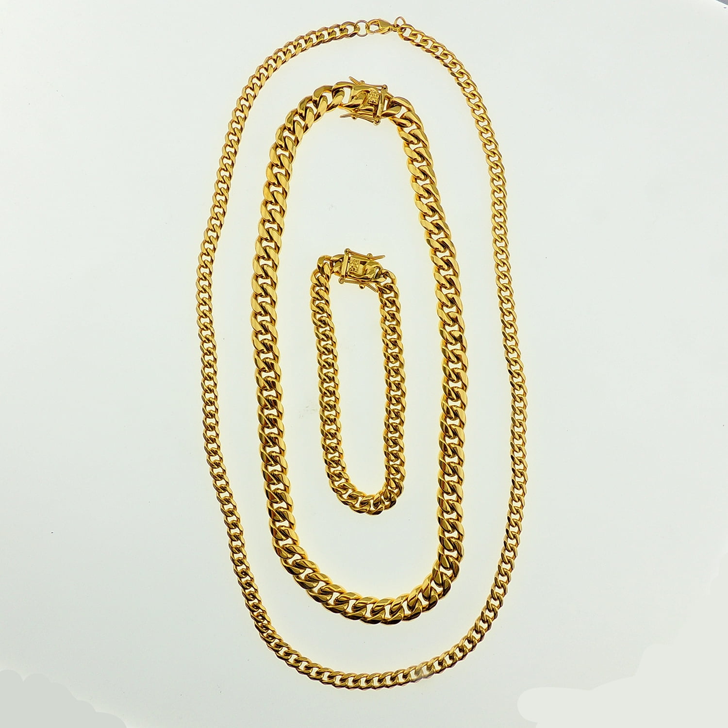 Cuban Link Chain Necklace Gold Stainless Steel Hip Hop Men Women Ginger Lyne Collection