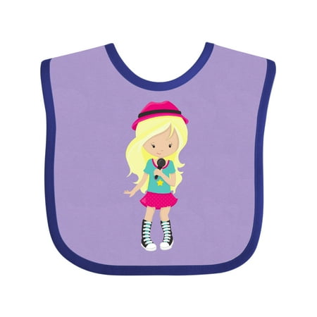 

Inktastic Rock Girl Blonde Hair Band Singer Microphone Gift Baby Girl Bib