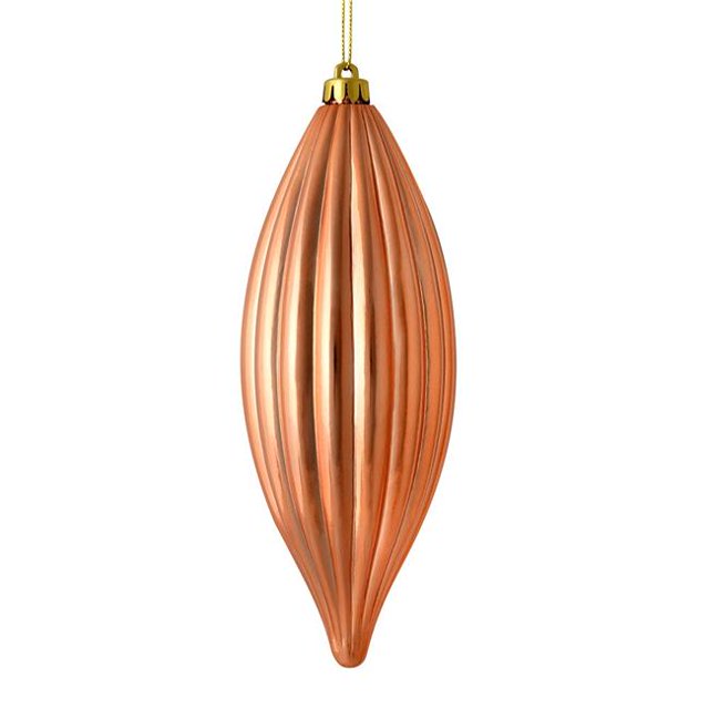 Vickerman M183258S 8 in. Rose Gold Shiny Line Finial Ornament 4 per Bag