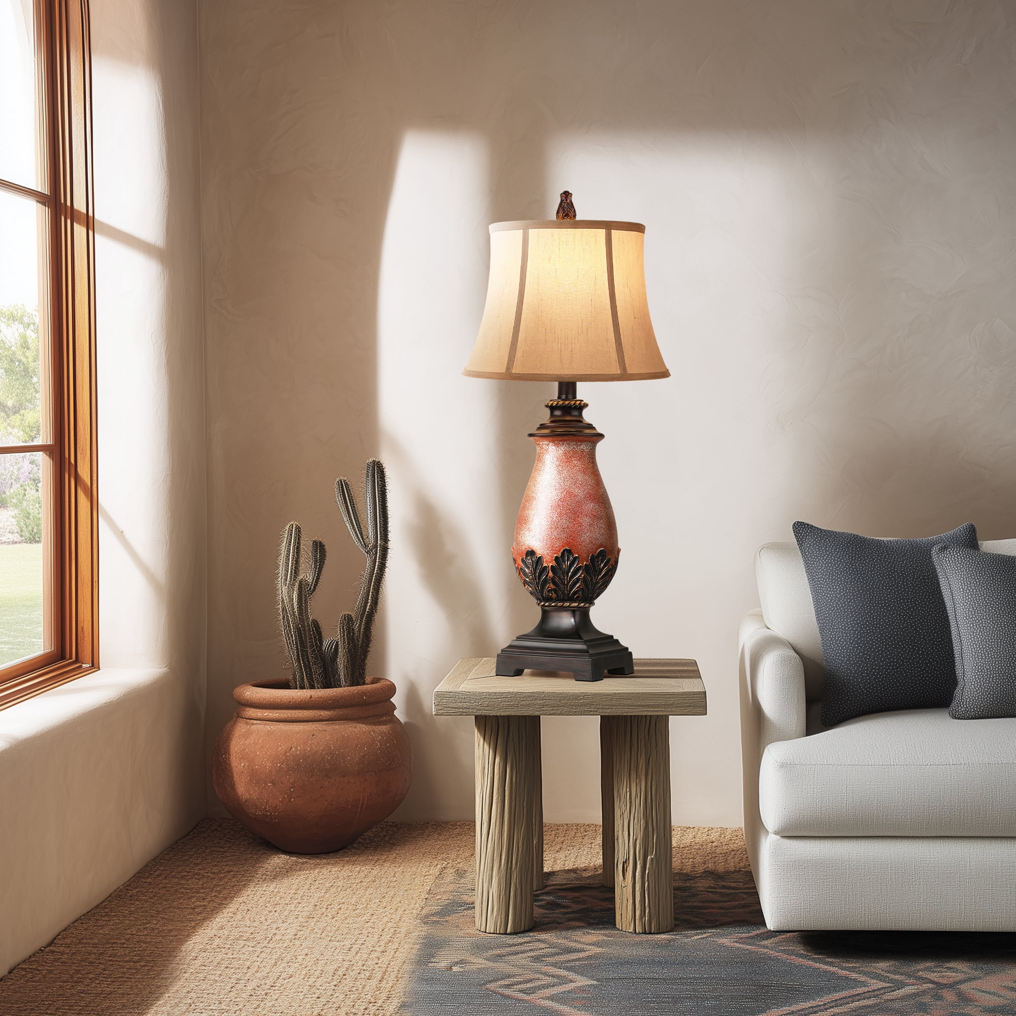 Set of 2 Farmhouse Rustic Table Lamps, 3-Color Temperature Dimmable for Bedroom and Living Room Western Decor