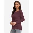thumbnail image 6 of Womens Crewneck Long Sleeve Casual Basics Fall Solid T-Shirt, 6 of 6