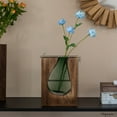 thumbnail image 3 of 10-Inch Wood and Glass Inlay Vase - Merging the Natural Warmth and Texture of Wood with the Elegance and Color of Glass, Perfect for Enhancing Home Decor, Office Desk, Kitchen Table or Living Room, 3 of 7