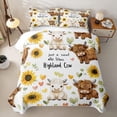 thumbnail image 2 of jejeloiu Highland Cow Sunflower Twin Quilt Set Kids,Farm Animal Print Twin Coverlet Set,2 Pieces, 2 of 7
