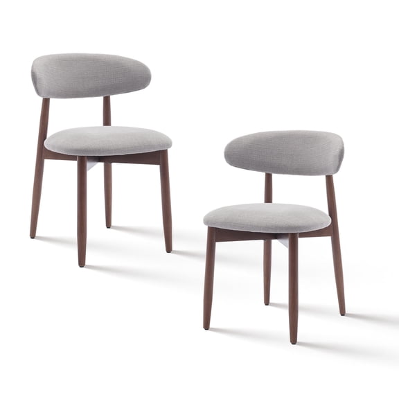 Upholstered Dining Chairs – Fabric Seat, Solid Wood Frame, For Kitchen or Dining Room Set of 2, Lightgrey