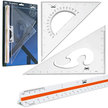 - Mr. Pen- 3 Pc Large Triangular Ruler Set, Triangular Scale, 11” 30/60 and 8” 45/90 Triangles, Architectural Scale Ruler, Architect Triangular Scale, Set Squares, Geometry Ruler, BluePrint Scale Rulers