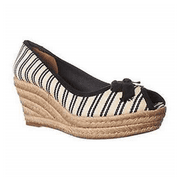 Tory Burch Jackie Wedge Sandal - Ivory/navy Size 9 M US
