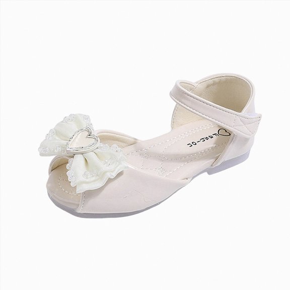 Linfrsh Mary Jane Heels Girls Dress Shoes Mary Jane Wedding Party Shoes Glitter Bridesmaids Princess Heels(Beige,Size6.5)