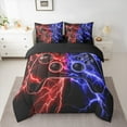 thumbnail image 3 of Feelyou Boys Game Console Twin Bedding Sets 7-Piece, Futuristic Red Blue Lightning Bedding Comforter Set, Gamepad Player Reversible Sheet Sets, Lightweight Room Decor, 3 of 7