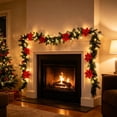 thumbnail image 6 of Pre Lit LED Christmas Garland 10 ft, Artificial String Lighted Garland Xmas Hanging Accent Decor Supply Feature Element Item Setup Piece for Mantel, Stair Rail., 6 of 9