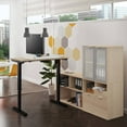thumbnail image 2 of Bestar 160886-3817 i3 Plus Height Adjustable L-Desk with Frosted Glass Door Hutch, Northern Maple & White, 2 of 9