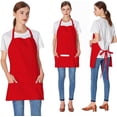 thumbnail image 3 of Pakyozj 2 Pack 3 Pockets Adjustable Bib Apron Chef Kitchen Cooking Aprons for Women Men, 3 of 7