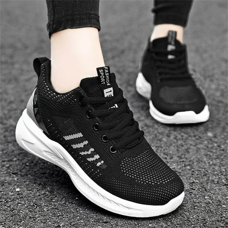 

PhoneSoap Fashion Autumn Women Solid Color Lace Up Thick Sole Comfortable Casual Style Black