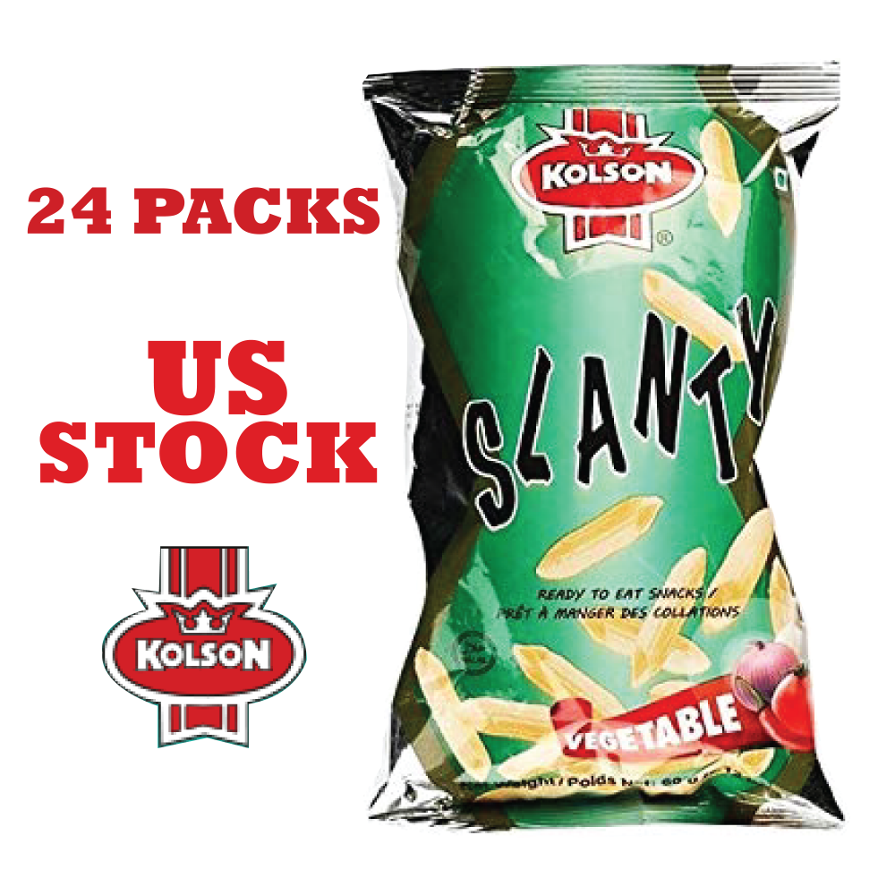 Kolson Slanty 24 Packs Light Snack Three Flavor Jalapeno Salt and Vegetable Ready to Eat Halal