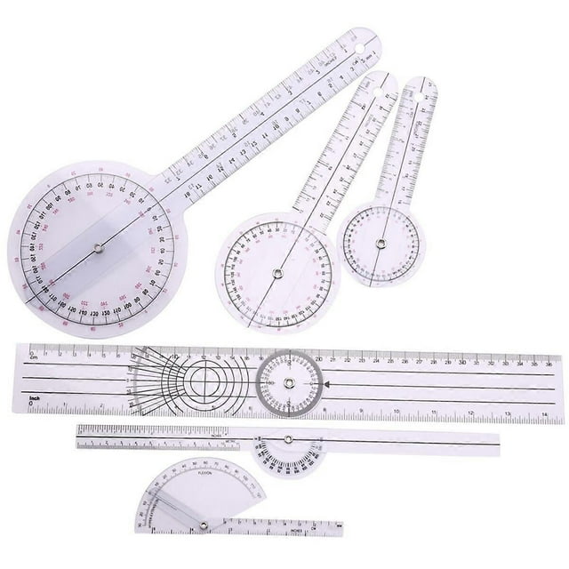 6Pcs Spinal Ruler Spinal Finger Goniometer Protractors Multi-Ruler Angle 180/360 Degree Measuring Tool