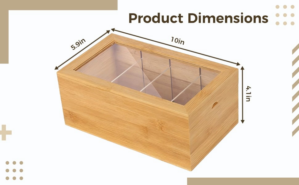 Pine Wood 3x5 Indexes Card Holder with Clear Cover, Desk Organizer Storage Box 10 x 5.9 x 4 in, 4-Section Flip-Top Design for Recipe Cards, Business Notes, Office Supplies