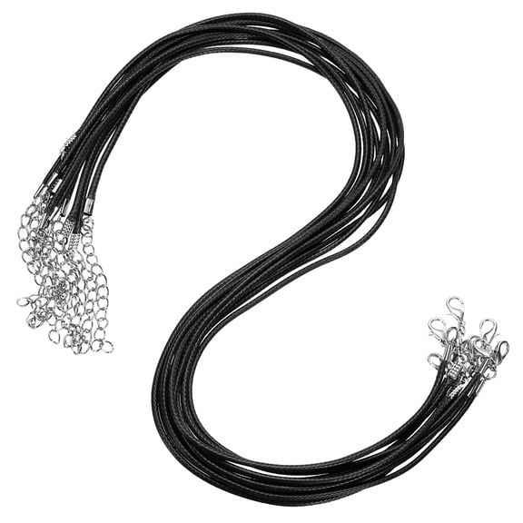 Uxcell 10pcs 20 Inch Waxed Necklace Cord, Bulk Necklace String with Clasp 2mm Waxed Leather Cord Rope for Jewelry Making DIY Bracelet Pendant,Black