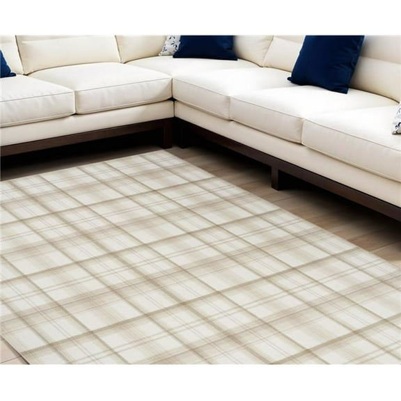 HomeRoots 569867 9 x 12 ft. Ivory Plaid Power Loom Rectangle Area Rug