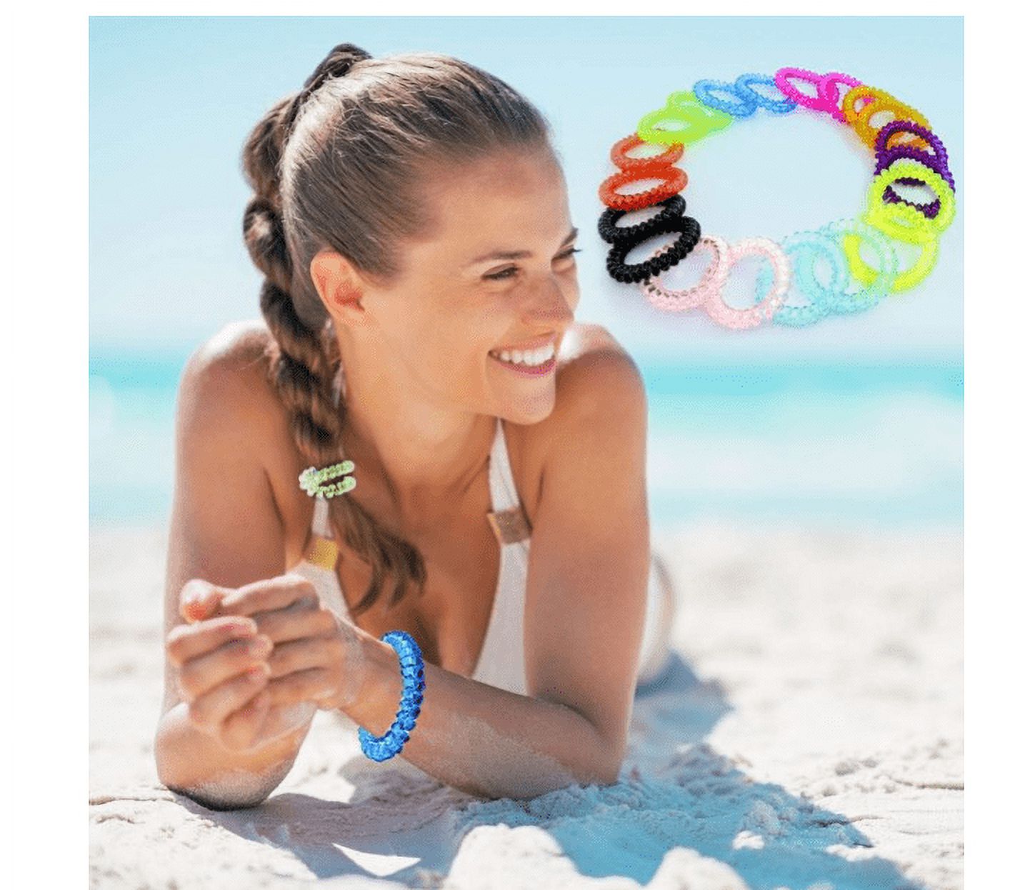 Spiral Hair Ties,50 Pcs Colorful No Crease Hair Ties,Candy Color Phone Cord Hair Ties Coils,Spiral Bracelets,Elastic Coil Hair Ties Ponytail Holders Hair Accessories for Women Girls All Hair Styles - image 4 of 10