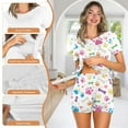 thumbnail image 7 of Xixirimido Colored Paws Bone Hearts Pattern 2 PCS Maternity Nursing Pajamas Set Postpartum Breastfeeding Sleepwear Short Sleeve Shirts Double Layer, Pregnancy Shorts, XX-Large, 7 of 7