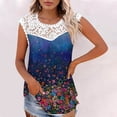 thumbnail image 2 of Camiseta sin mangas de encaje con estampado de mujer Camiseta sin mangas de empalme de cuello redondo Camiseta ligera y cómoda delgada OAVQHLG3B Store  lin121212, 2 of 5