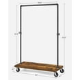 thumbnail image 3 of VASAGLE Clothes Rack Heavy Duty Clothing Rack Rolling Garment Rack with Shelf for Bedroom Laundry Room Retail Store Rustic Brown and Black, 3 of 9