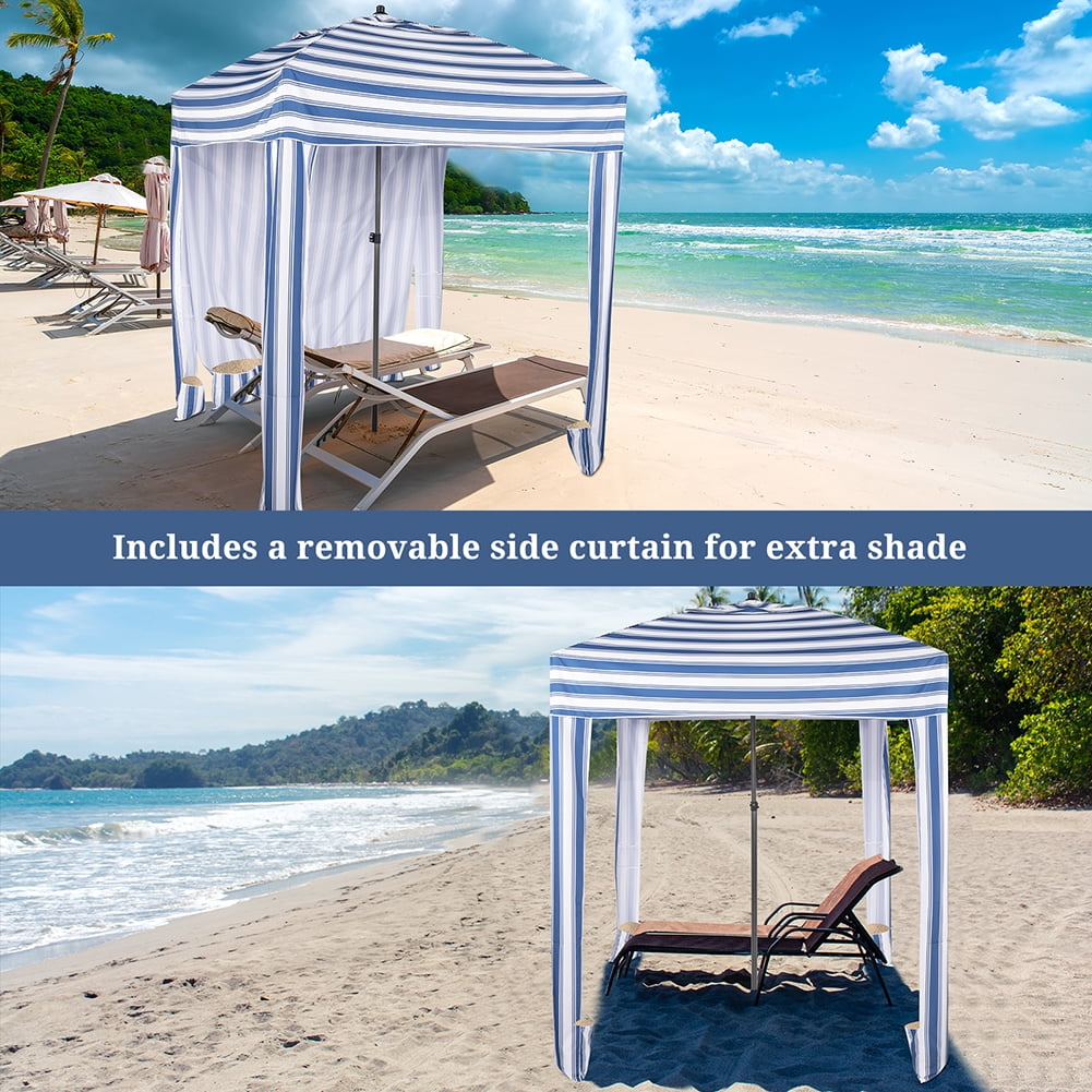 Kadyn 6 x 6Ft Square Shelter Tent, Fabric Beach Awning for Outdoor, Blue And White Stripes Kadyn 6 x 6Ft Square Shelter Tent, Fabric Beach Awning for Outdoor, Blue And White Stripes