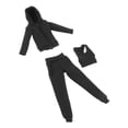 thumbnail image 3 of 3 uds. ra de mujer a escala 1/12 con capucha, pantalones y traje de chaleco, ropa de muñeca hecha a mano para e muñeca de 6 pulgadas, Negro Hugo Figura chaleco, 3 of 10
