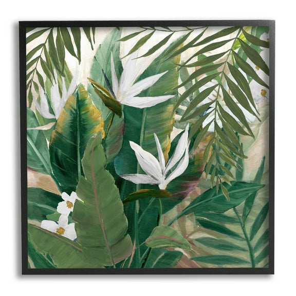 Tropical Birds Of Paradise Plant Botanical & Floral Graphic Art Black Framed Art Print Wall Art