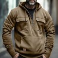 thumbnail image 4 of Sudaderas con capucha tácticas de media cremallera para hombre, sudaderas militares de lana sólida y cálida, chaquetas con capucha con múltiples bolsillos para hombre, Polar grueso para exteriores, 4 of 5