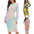 thumbnail image 3 of Vestido con capucha YONGSHENG de manga larga con Cordón sudadera estampado Tie-dye colorido S-3XL, 3 of 5