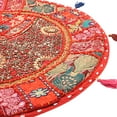 thumbnail image 3 of Stylo Culture Ethnic Kids Floor Pillow Round Vintage Patchwork Cushion Cover Red Big Sitting Pillows 22" Decorative Decor Seating Tuffet Seat Pouf Cover Footstool Cotton Embroidered 1 Pc, 3 of 4