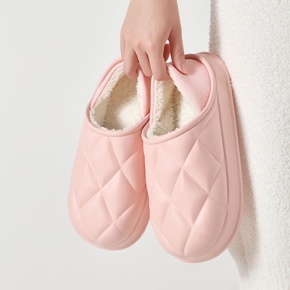 ATENAR Womens Slippers Wide Fuzzy Shoes Women Slip On House Slipper Pink 5.5-6