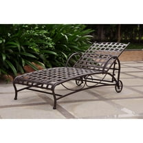 International Caravan Chaise Lounge - Metal Patio Lounger, Weather Resistant Outdoor Furniture-Color:Rustic Brown