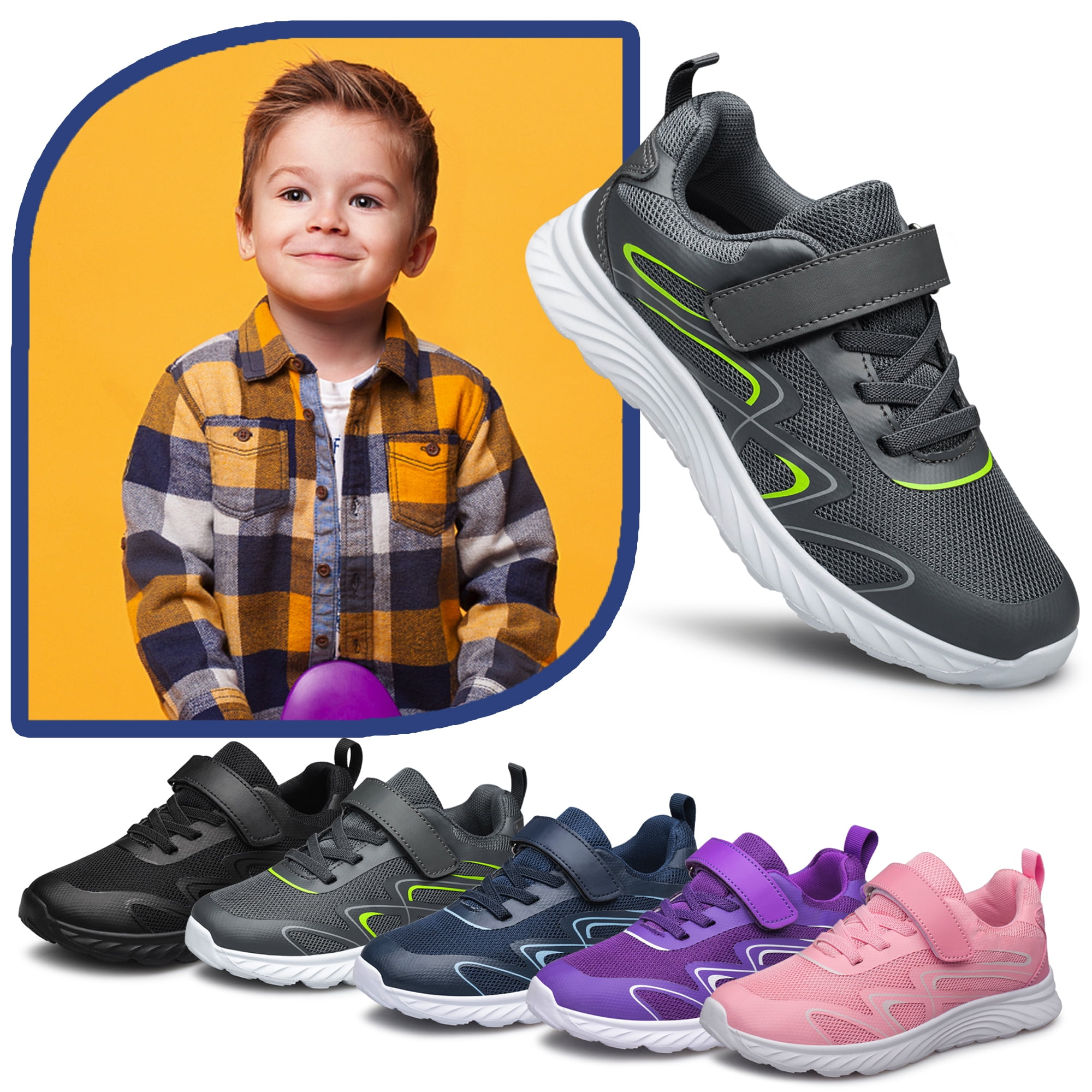 vibdiv Kids Shoes Sneakers Boys Tennis Running Shoes Breathable Lightweight Athletic for Boys and Girls Grey Little Kid Size 13