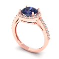 thumbnail image 2 of 1.86 ct Round Cut Simulated Blue Sapphire Halo Engagement Ring for Women in 18K Rose Gold, 2 of 5