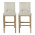 thumbnail image 2 of Noble House Elmcrest Fabric Upholstered 31 Inch Barstools, Set of 2, Wheat and Weathered Natural, 2 of 8