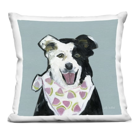 Stupell Industries Dog with Watermelon Bandana Design by Sally Swatland Throw Pillow