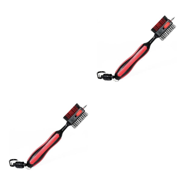 Greeniant Cepillo de limpieza de palos de golf Herramienta de mantenimiento profesional portátil antideslizante con punta de ranura Golfista Regalos Rojo 2piezas